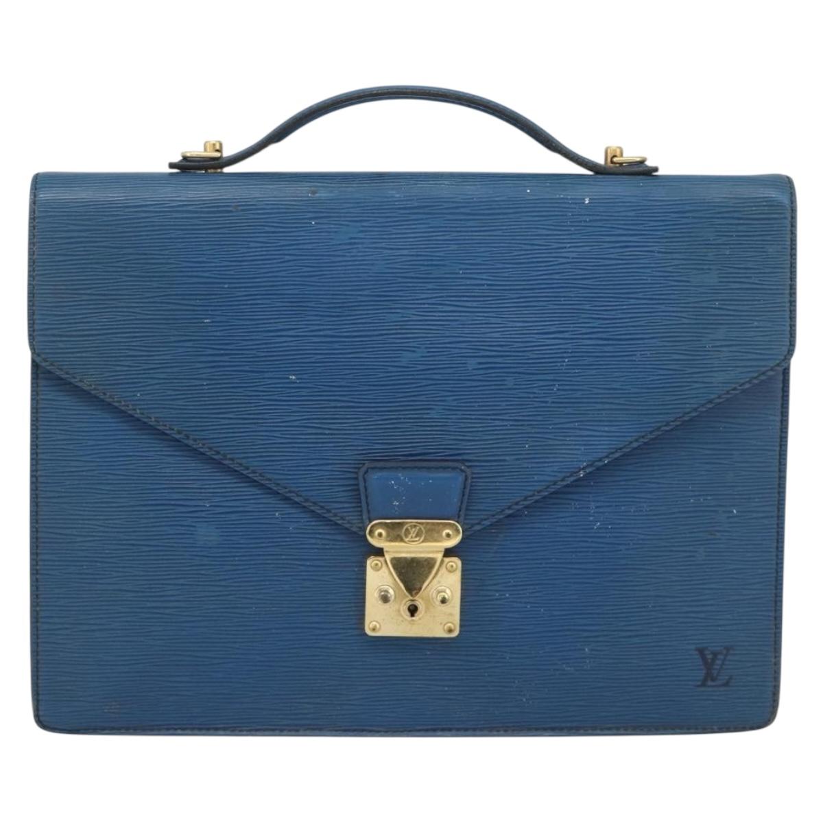 LOUIS VUITTON Epi Porte Documents Bandouliere Bag Toledo Blue LV Auth 190800