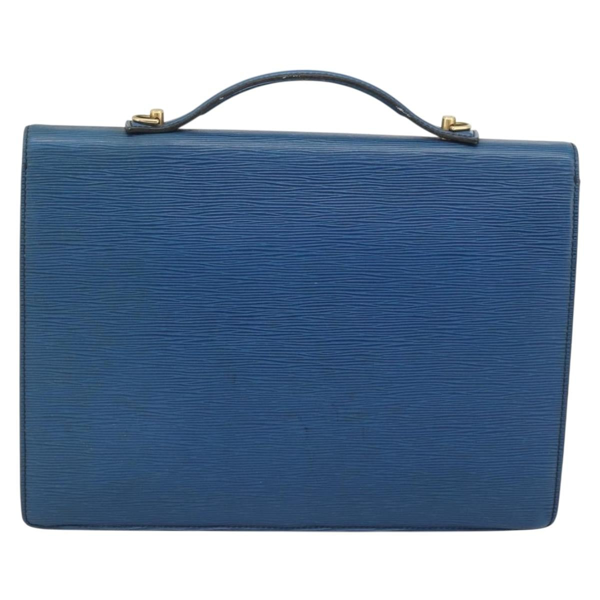 LOUIS VUITTON Epi Porte Documents Bandouliere Bag Toledo Blue LV Auth 190800