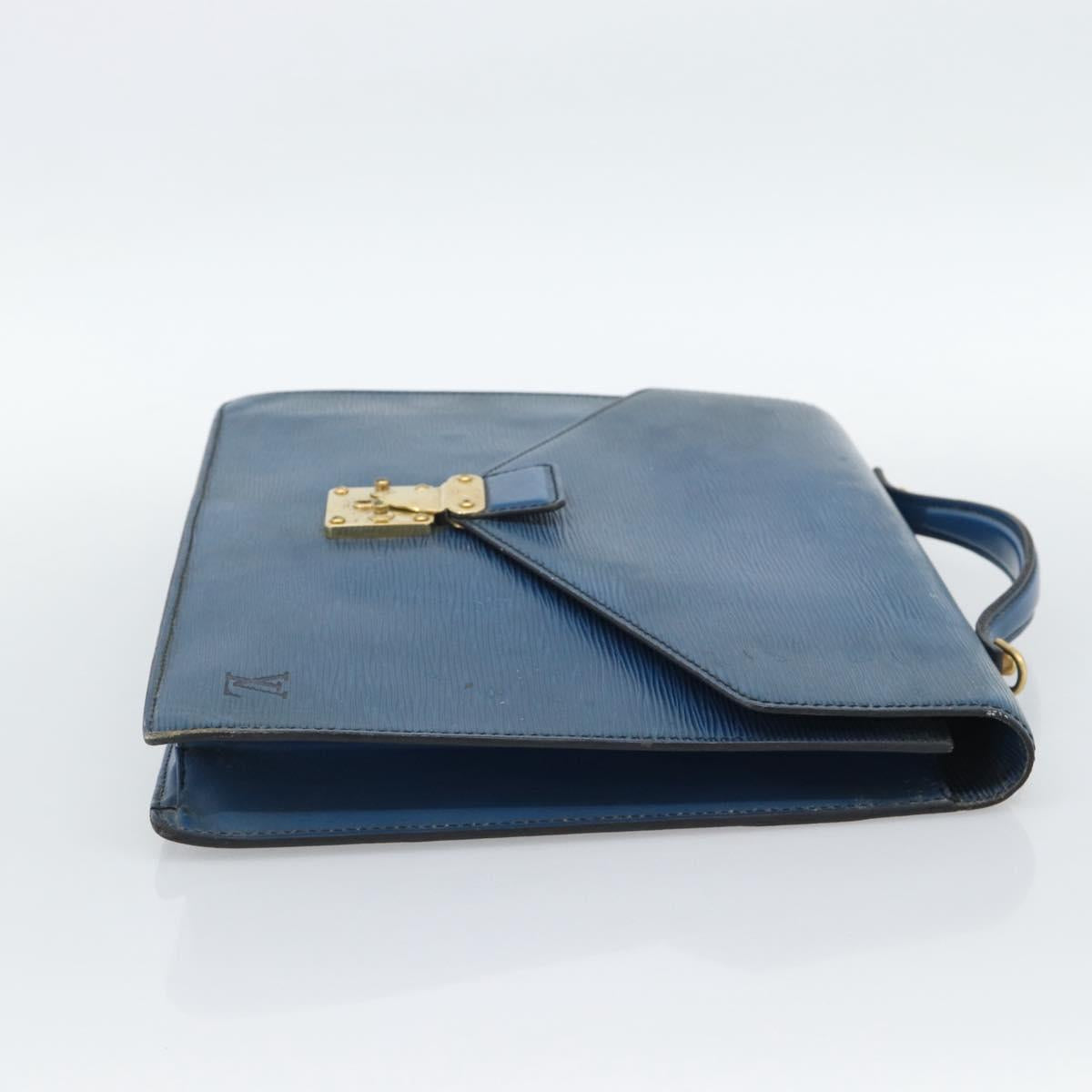 LOUIS VUITTON Epi Porte Documents Bandouliere Bag Toledo Blue LV Auth 190800