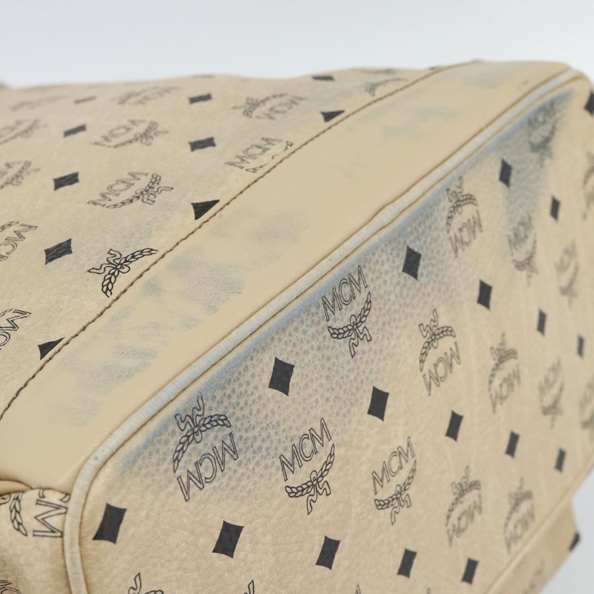 MCM Vicetos Logogram Backpack PVC Leather Beige Gold Auth 190802