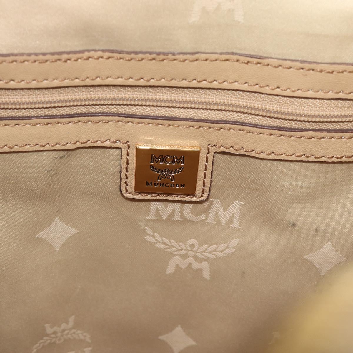 MCM Vicetos Logogram Backpack PVC Leather Beige Gold Auth 190802