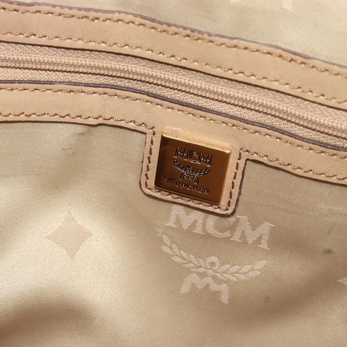 MCM Vicetos Logogram Backpack PVC Leather Beige Gold Auth 190802