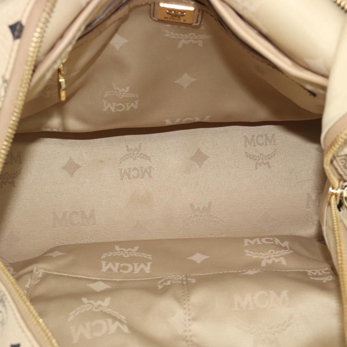 MCM Vicetos Logogram Backpack PVC Leather Beige Gold Auth 190802