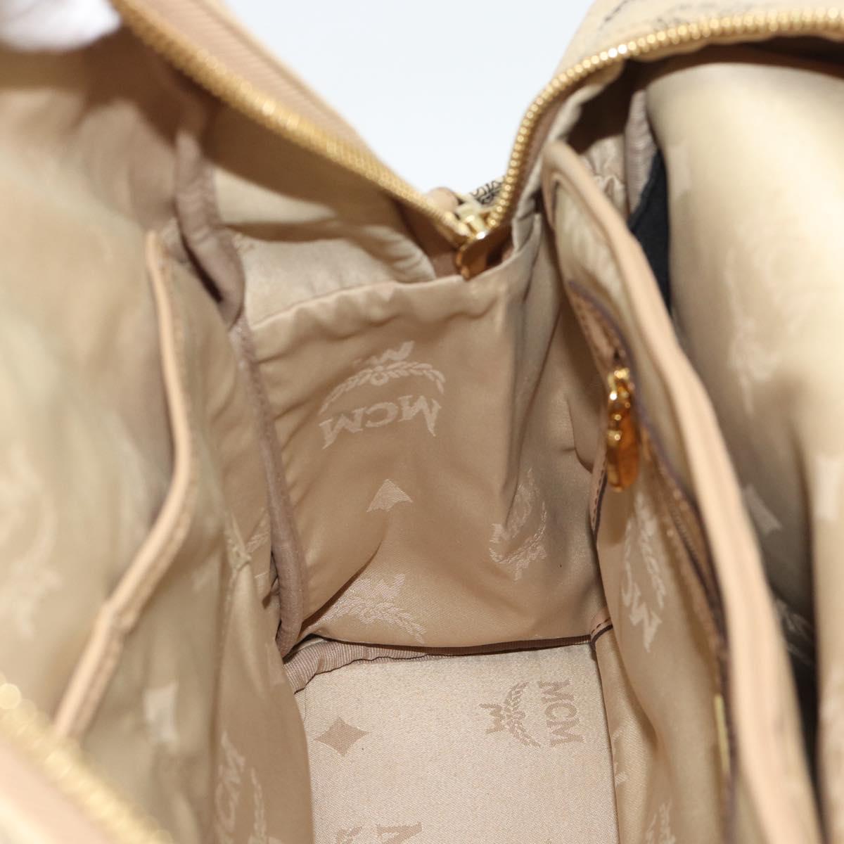 MCM Vicetos Logogram Backpack PVC Leather Beige Gold Auth 190802