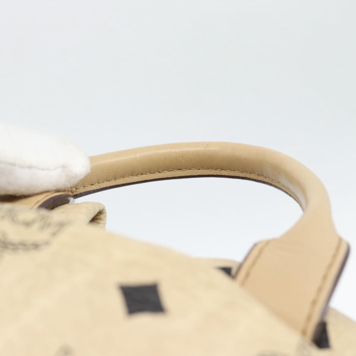 MCM Vicetos Logogram Backpack PVC Leather Beige Gold Auth 190802