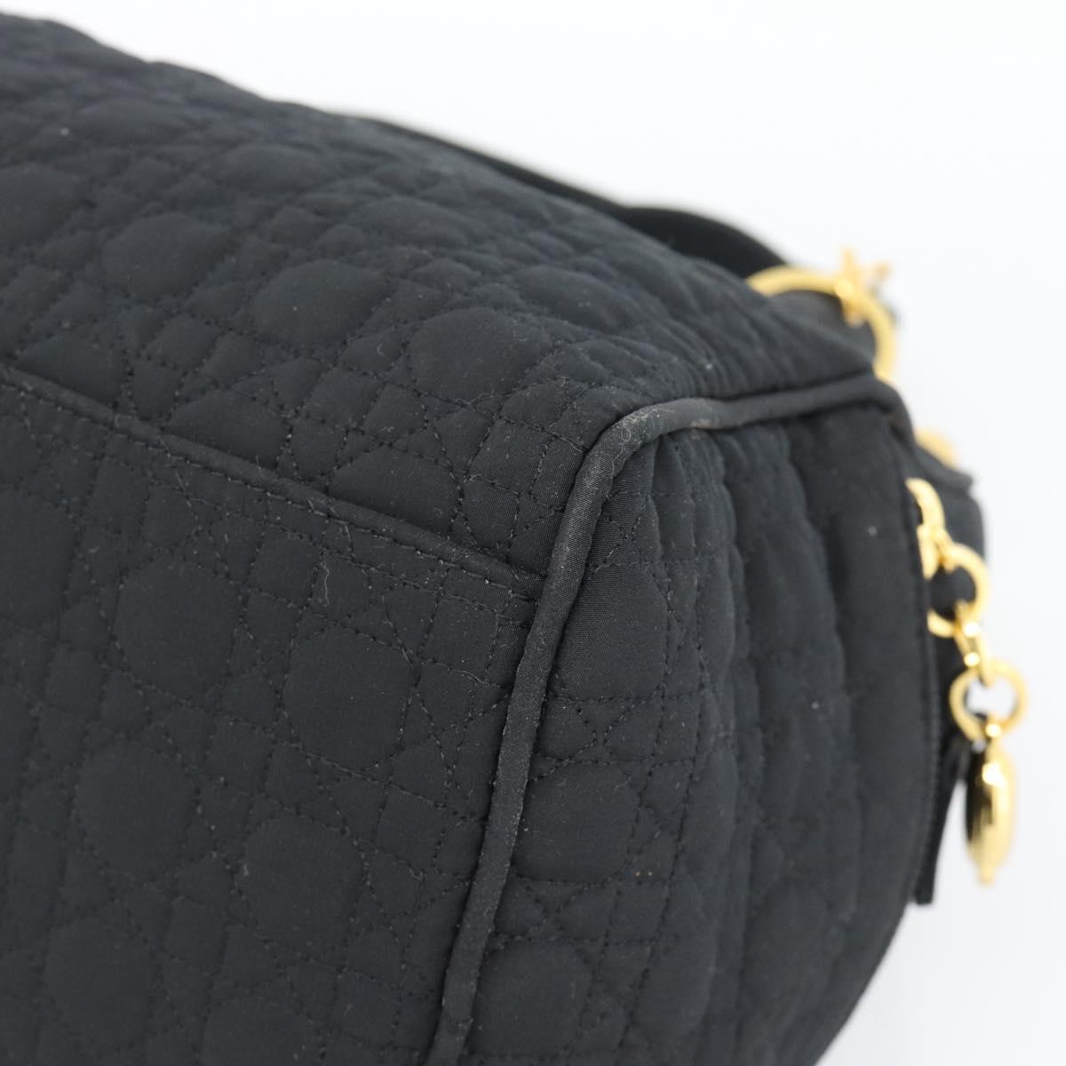 Christian Dior Canage Hand Bag Canvas Black Gold Auth 190803