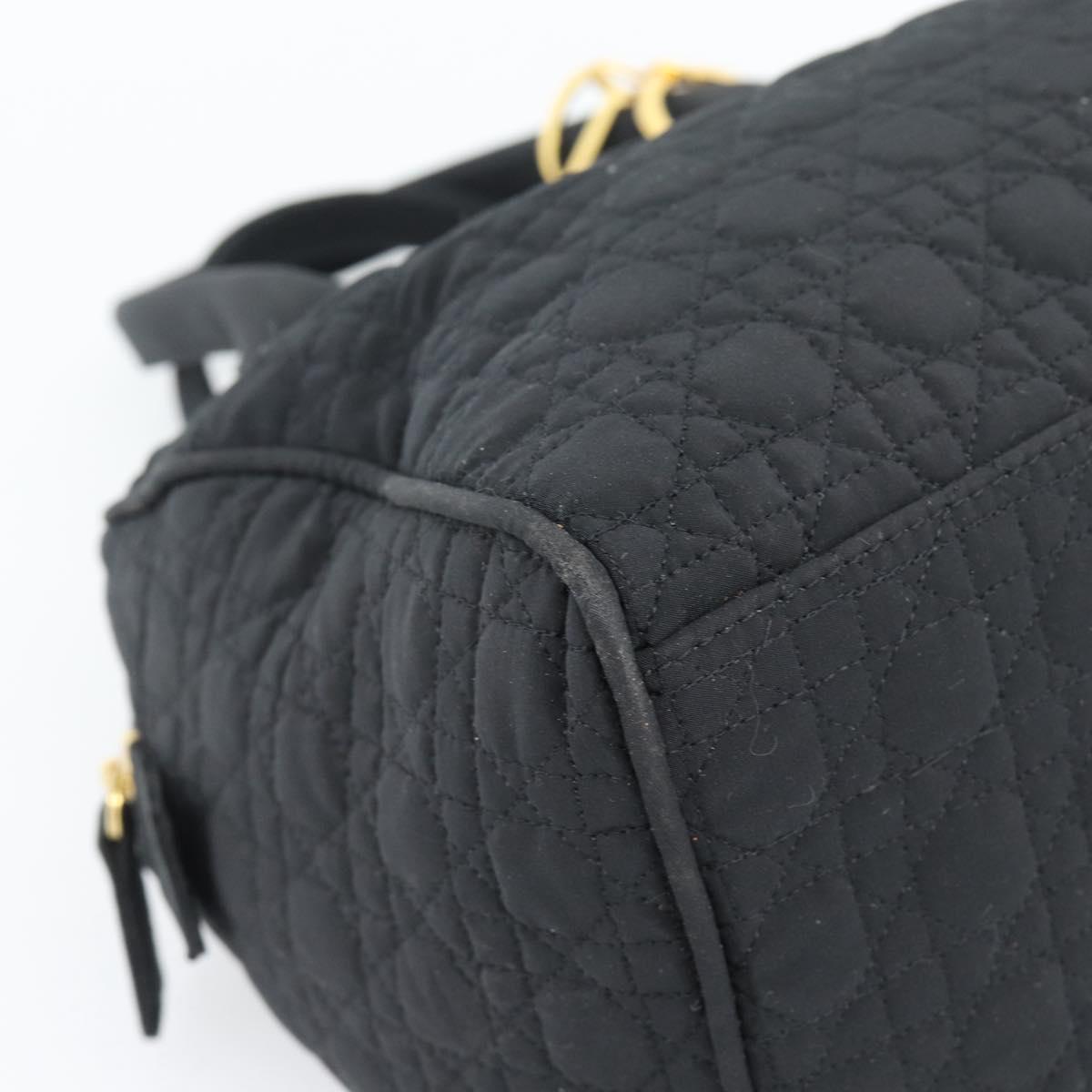 Christian Dior Canage Hand Bag Canvas Black Gold Auth 190803