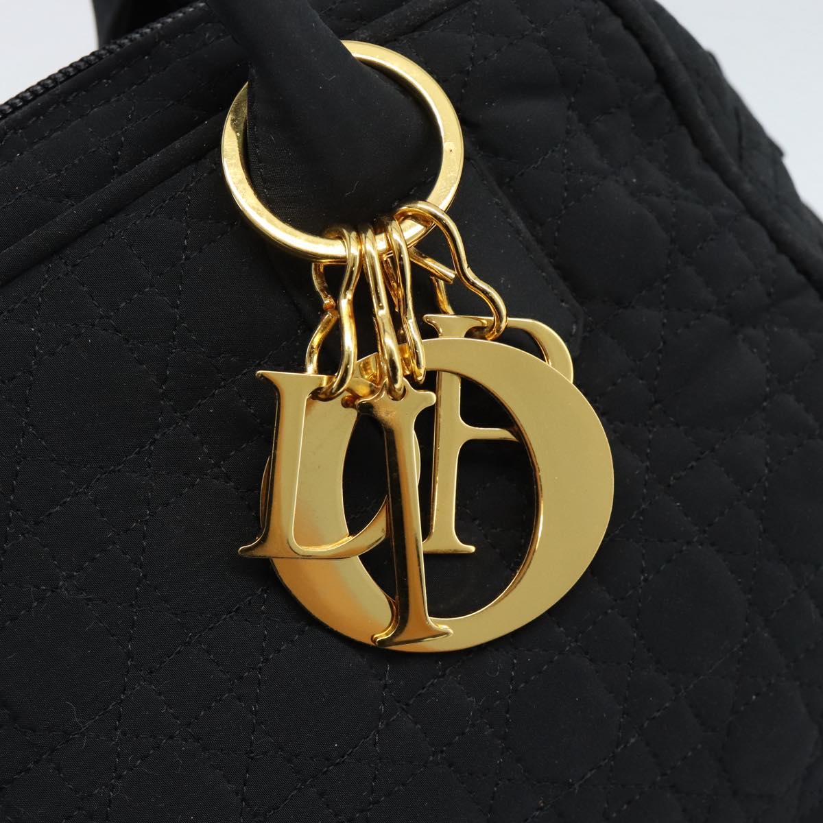 Christian Dior Canage Hand Bag Canvas Black Gold Auth 190803