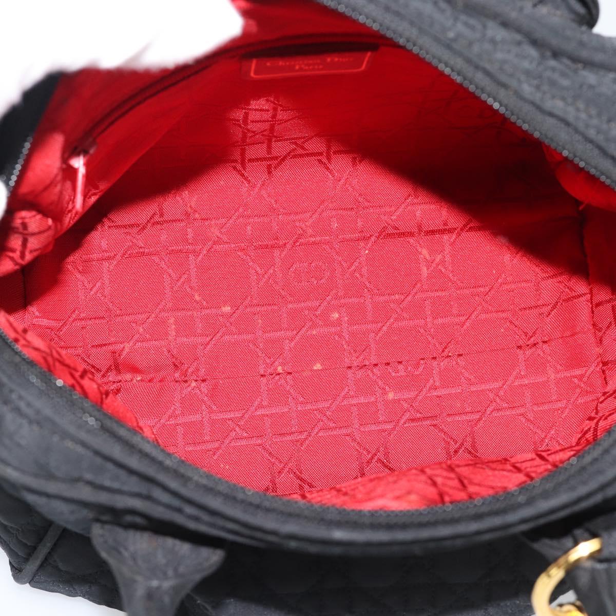 Christian Dior Canage Hand Bag Canvas Black Gold Auth 190803