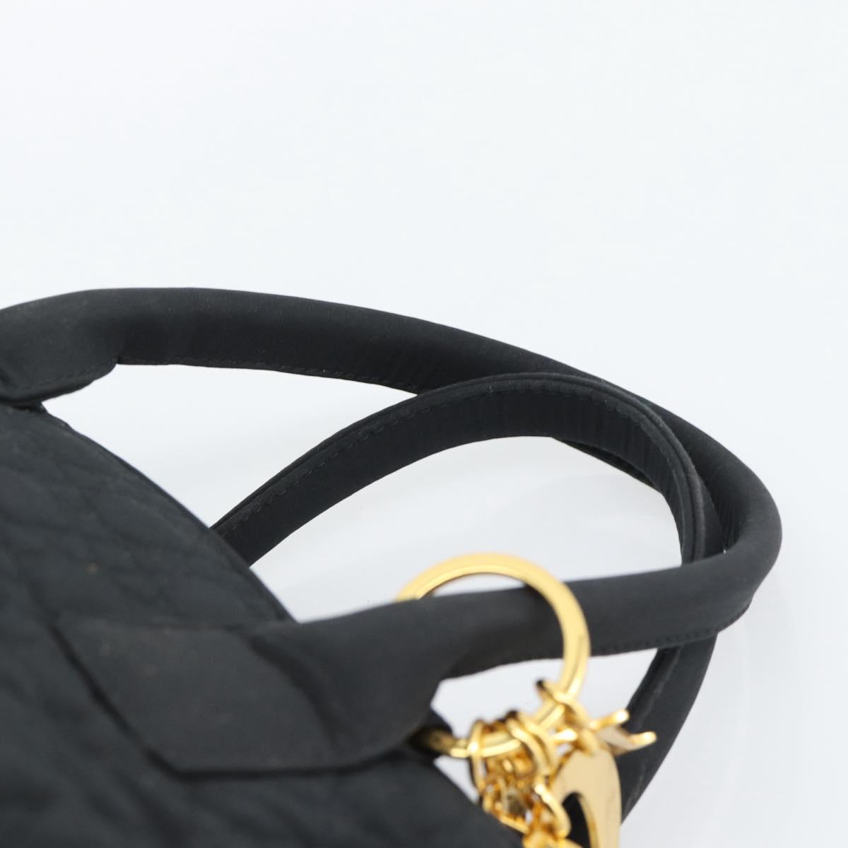 Christian Dior Canage Hand Bag Canvas Black Gold Auth 190803