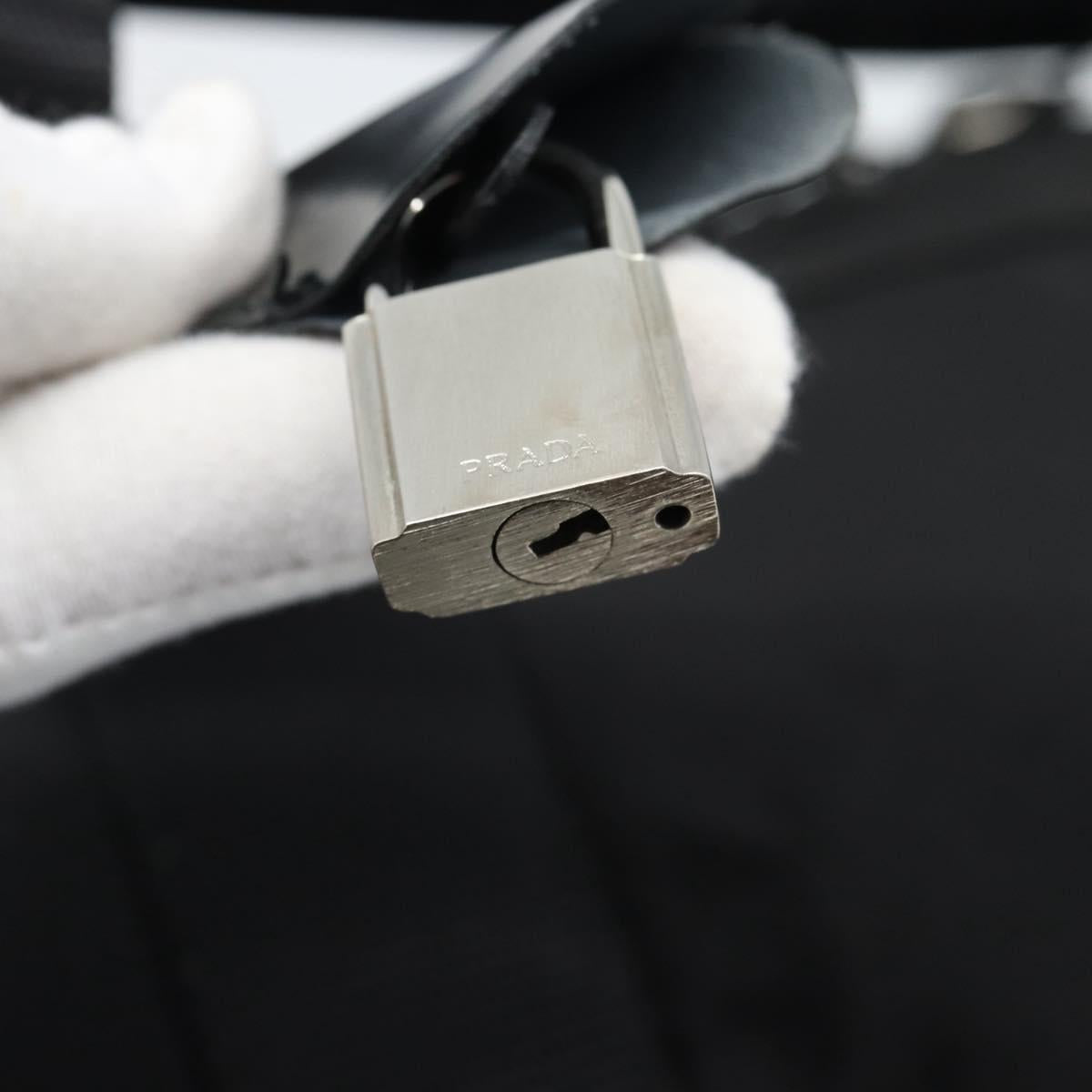 PRADA Boston Bag Nylon 2way Black Silver Auth 190804A