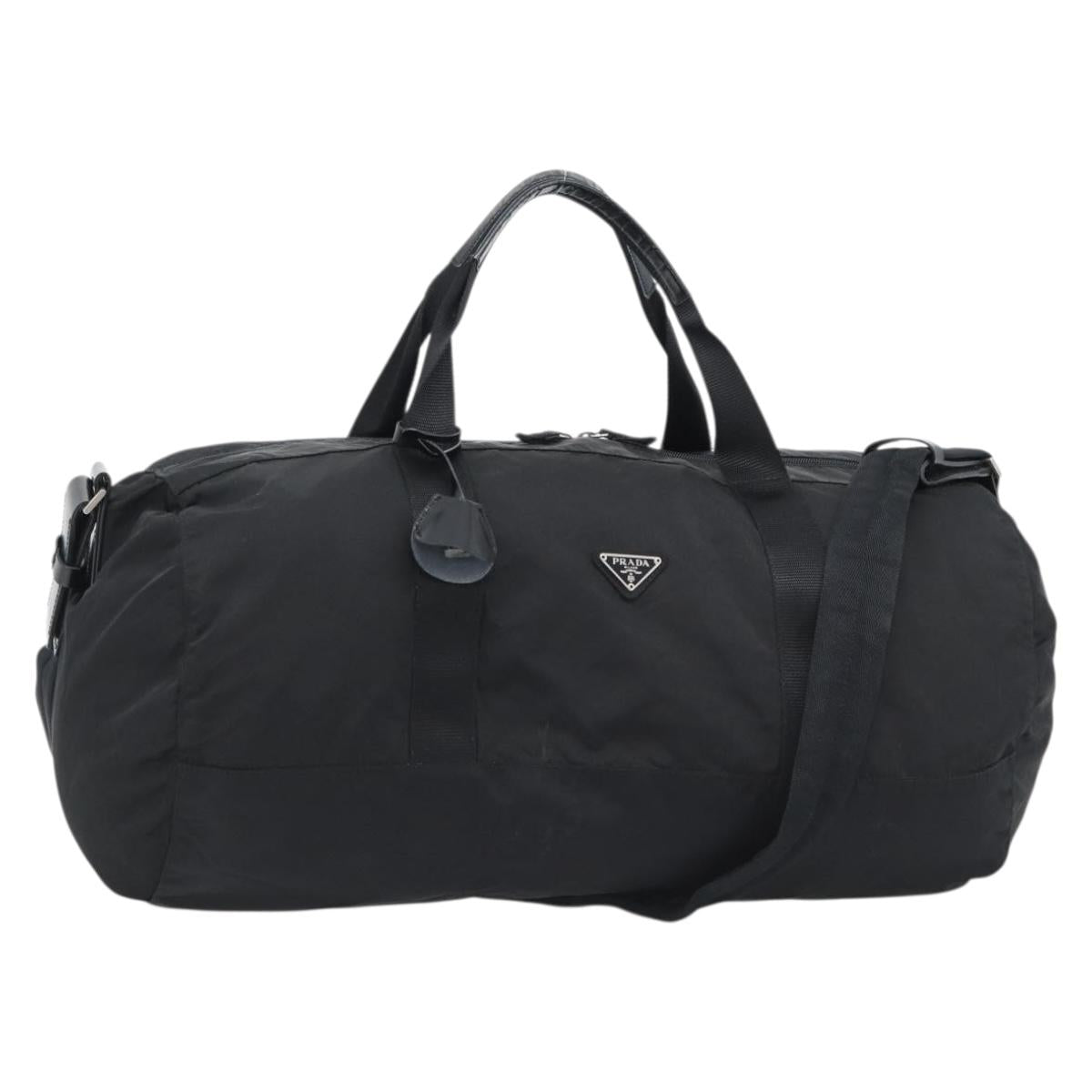 PRADA Boston Bag Nylon 2way Black Silver Auth 190804A