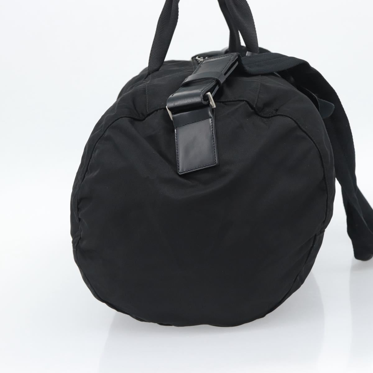 PRADA Boston Bag Nylon 2way Black Silver Auth 190804A