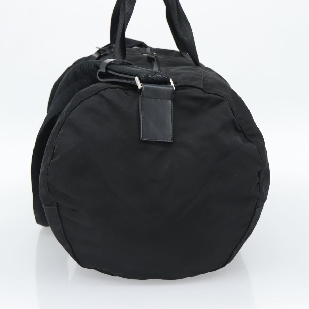 PRADA Boston Bag Nylon 2way Black Silver Auth 190804A