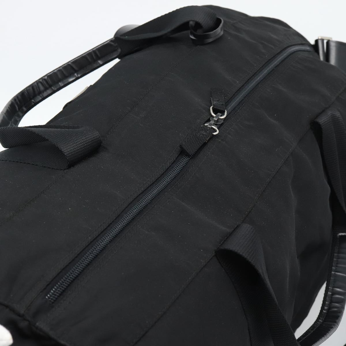 PRADA Boston Bag Nylon 2way Black Silver Auth 190804A
