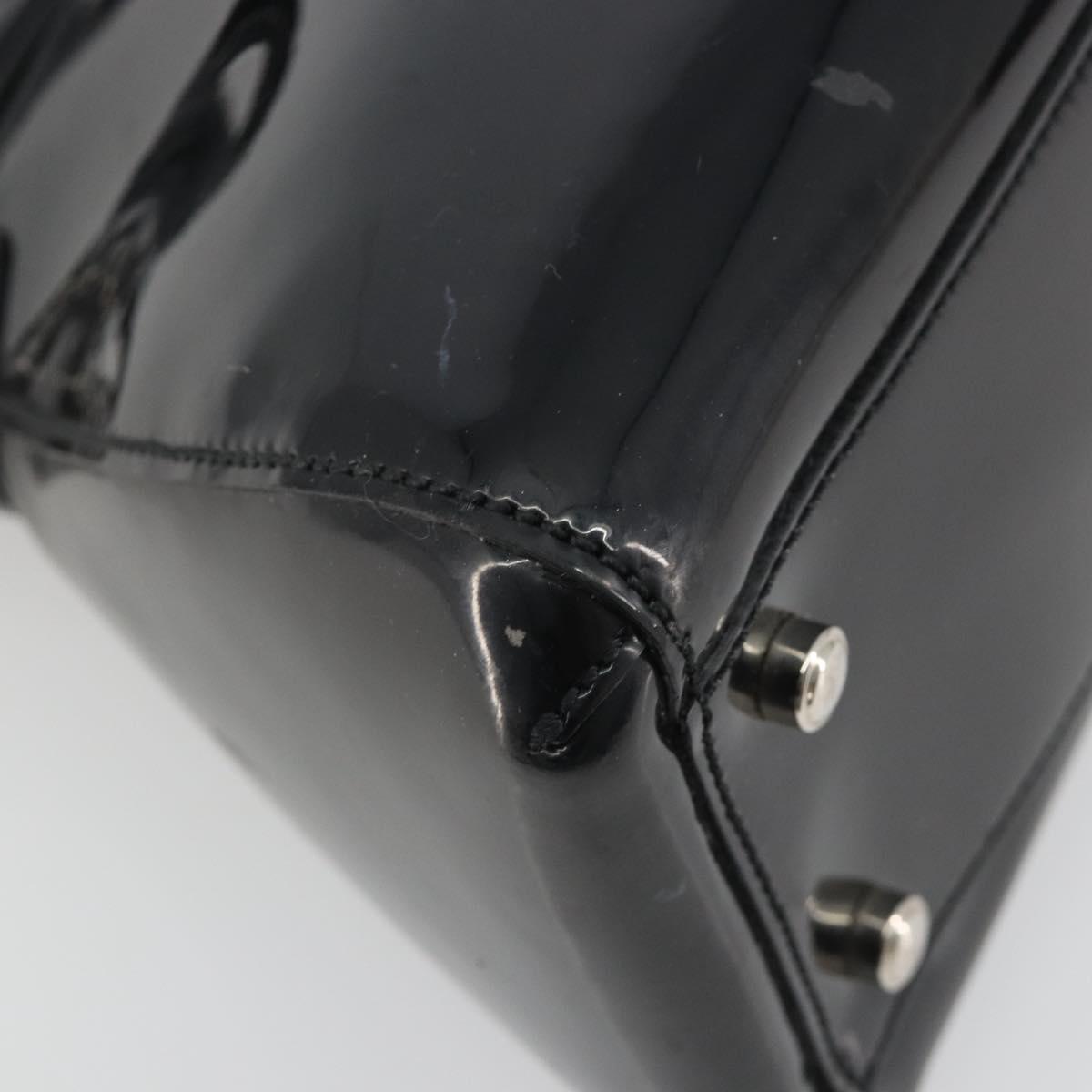 CARTIER Marcello Hand Bag Patent Leather Black Silver Auth 190805