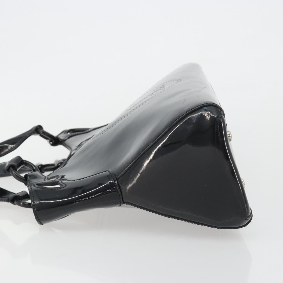 CARTIER Marcello Hand Bag Patent Leather Black Silver Auth 190805