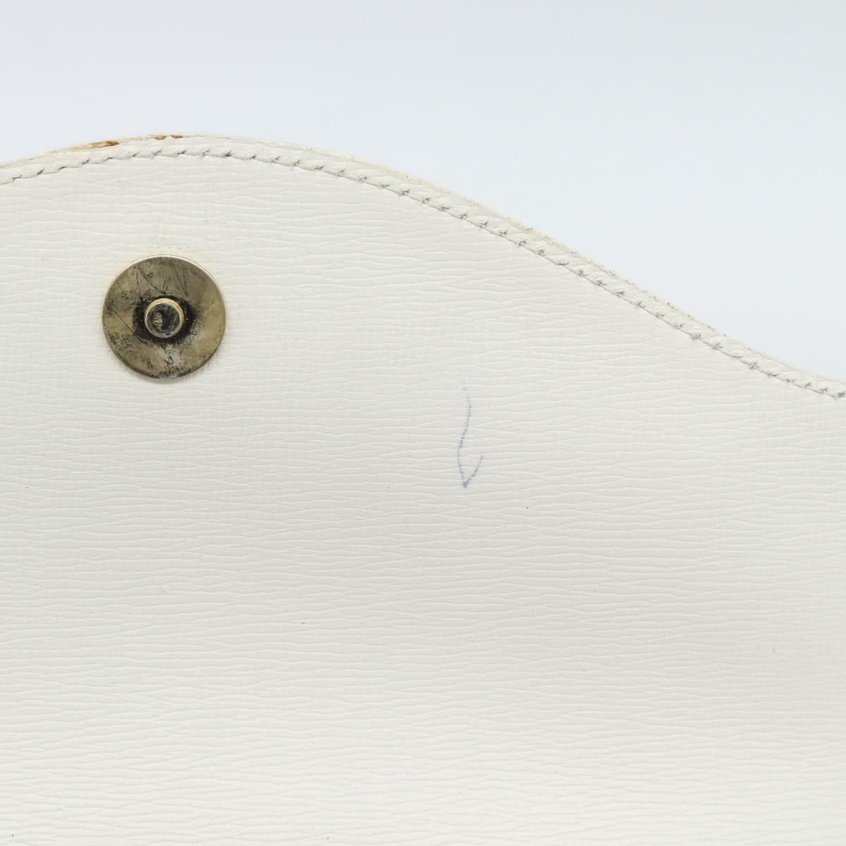 Christian Dior Hand Bag Leather White Gold Auth 190806