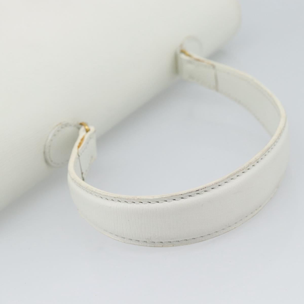 Christian Dior Hand Bag Leather White Gold Auth 190806