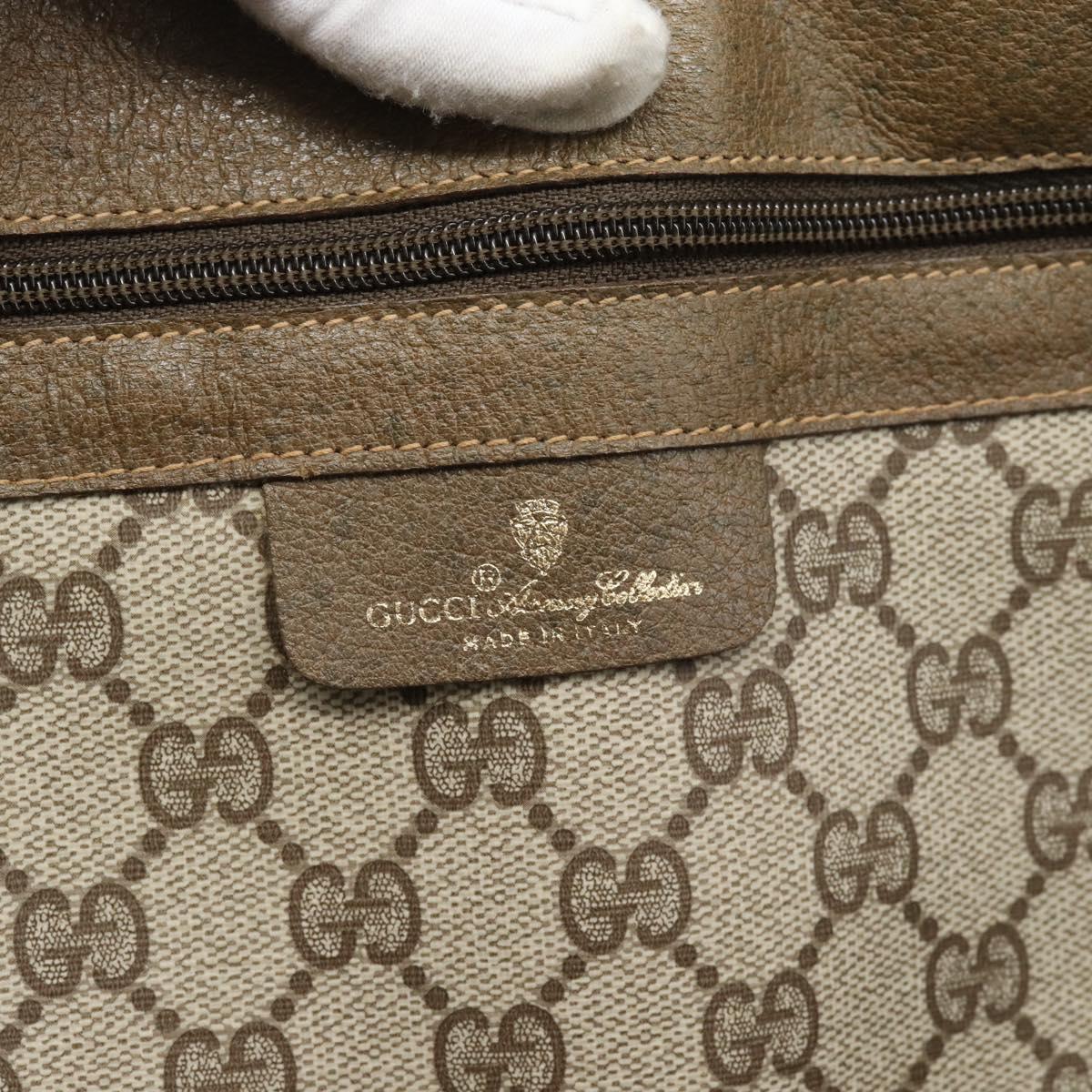 GUCCI GG Supreme Web Sherry Line Boston Bag PVC Beige Gold 89 19 012 Auth 190809