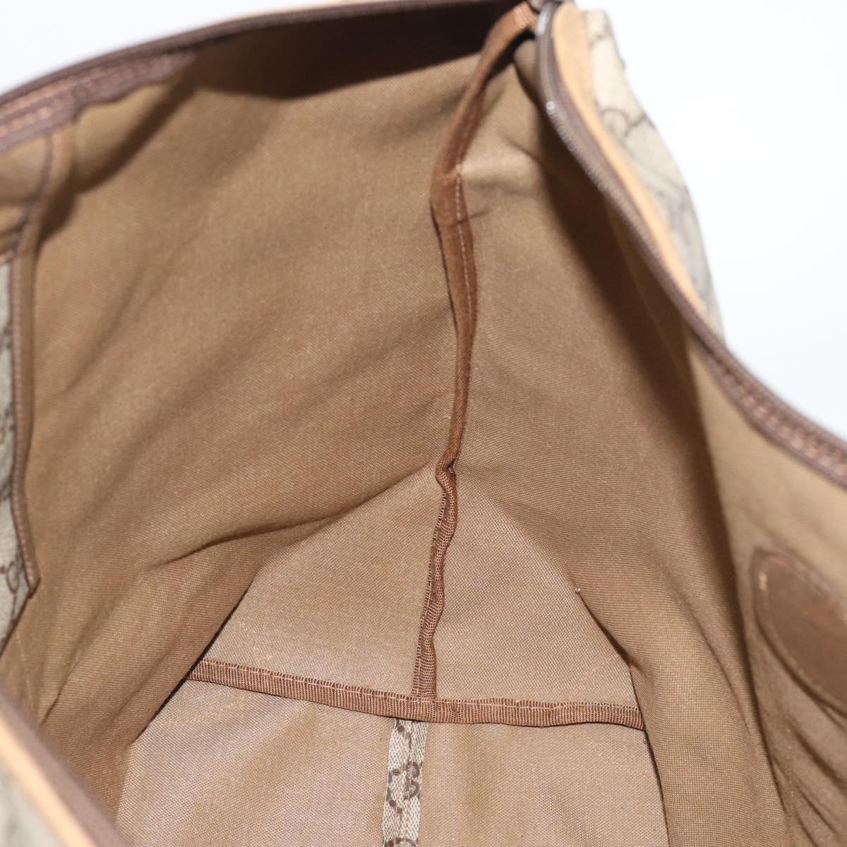 GUCCI GG Supreme Web Sherry Line Boston Bag PVC Beige Gold 89 19 012 Auth 190809