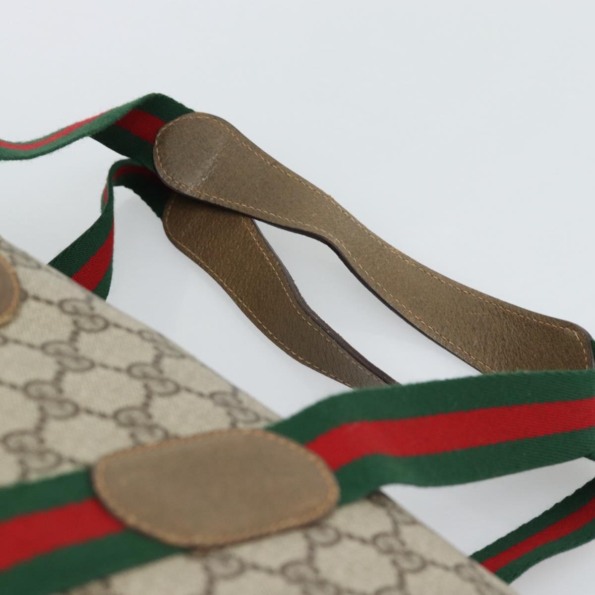 GUCCI GG Supreme Web Sherry Line Boston Bag PVC Beige Gold 89 19 012 Auth 190809