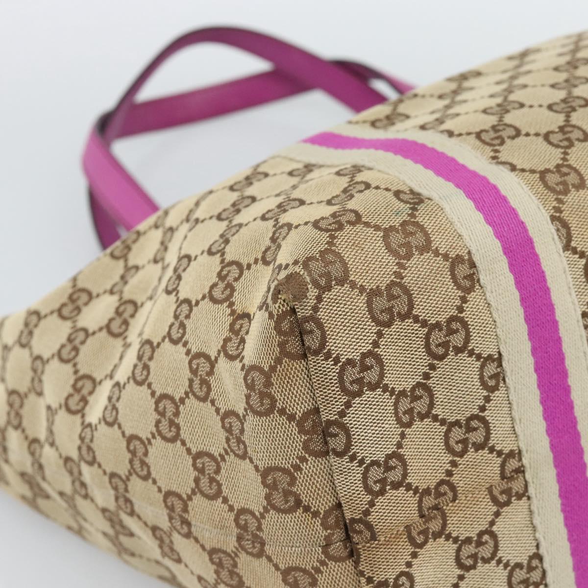 GUCCI GG Canvas Sherry Line Tote Bag Beige Gold 139260 Auth 190810
