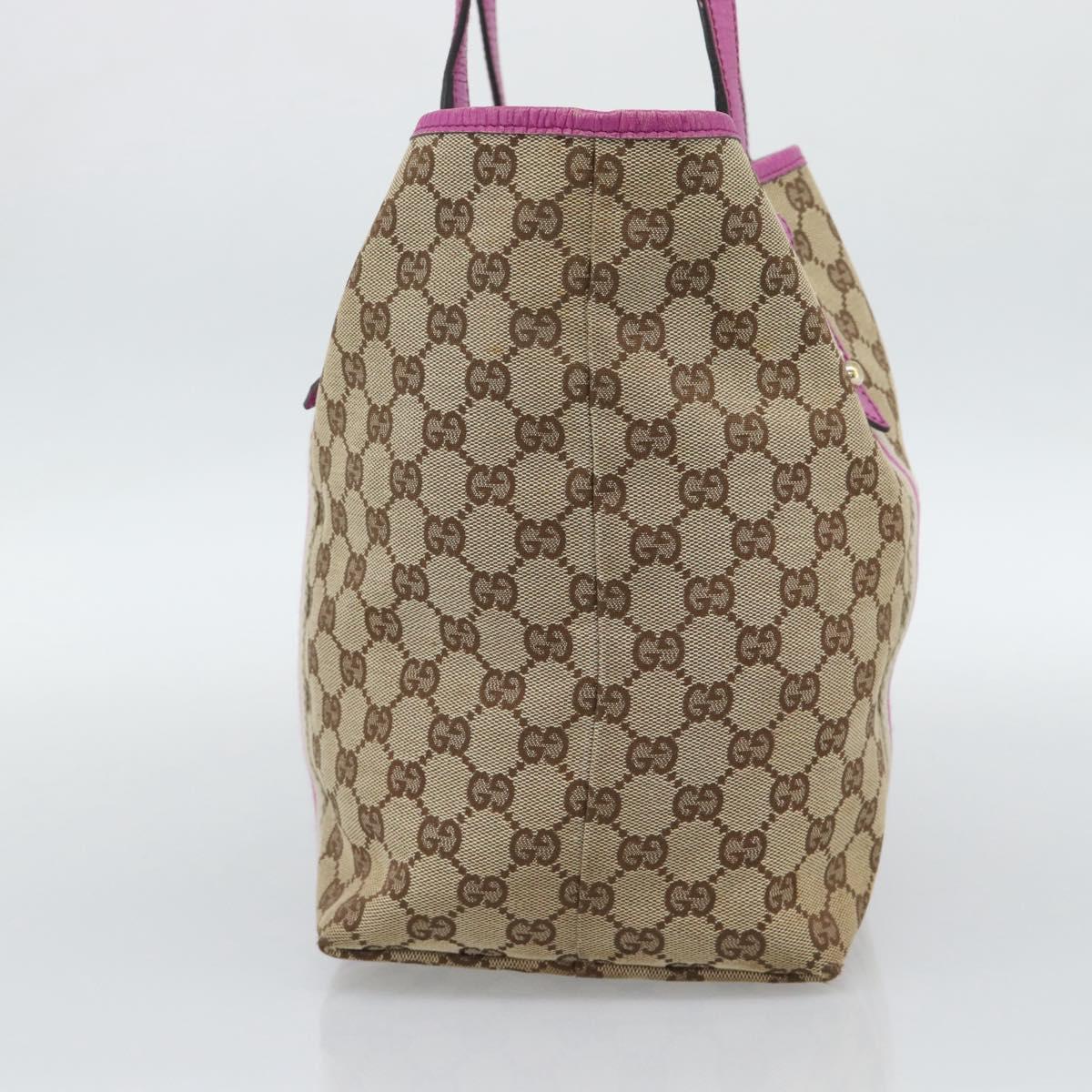 GUCCI GG Canvas Sherry Line Tote Bag Beige Gold 139260 Auth 190810