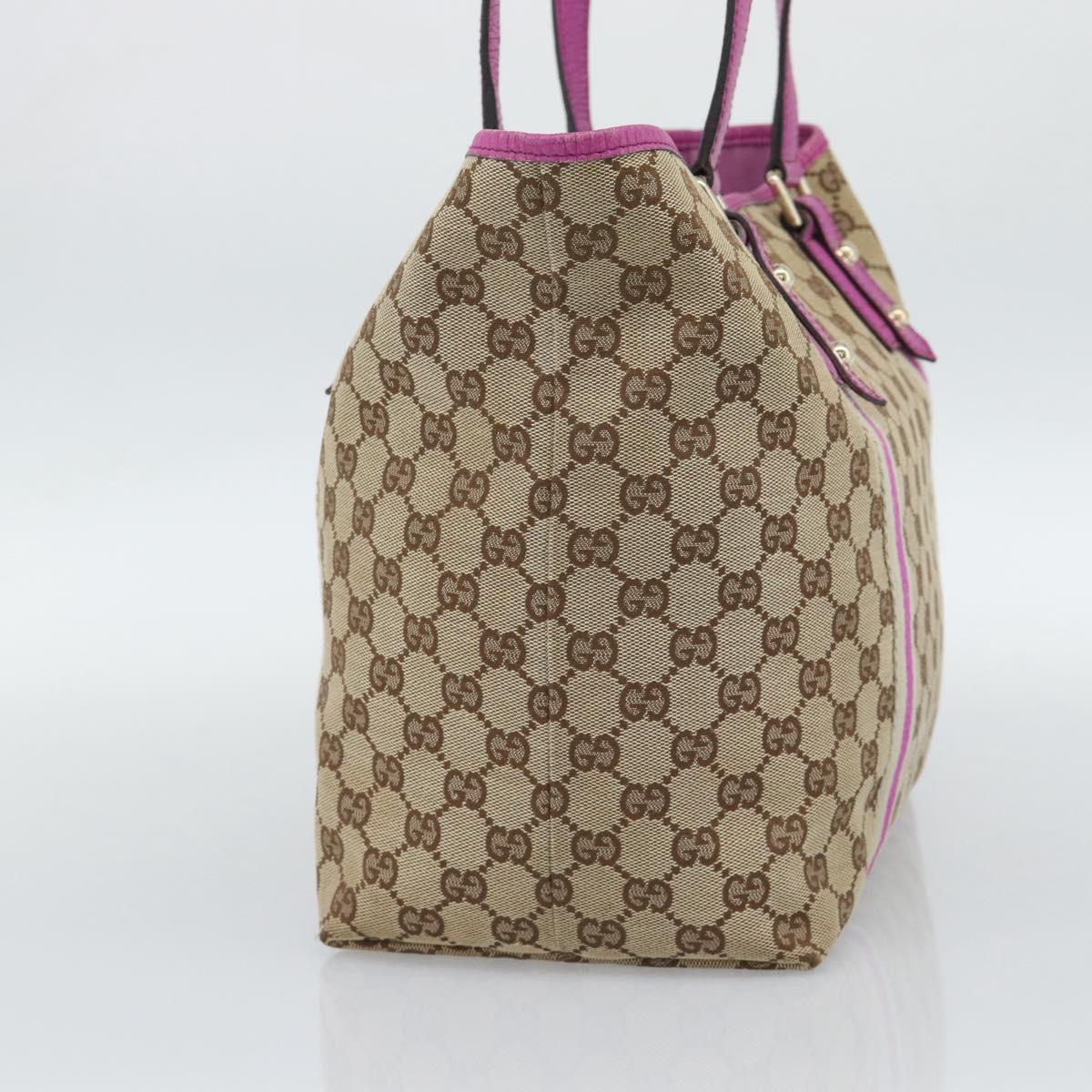 GUCCI GG Canvas Sherry Line Tote Bag Beige Gold 139260 Auth 190810