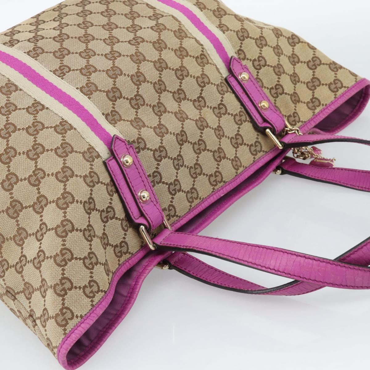 GUCCI GG Canvas Sherry Line Tote Bag Beige Gold 139260 Auth 190810