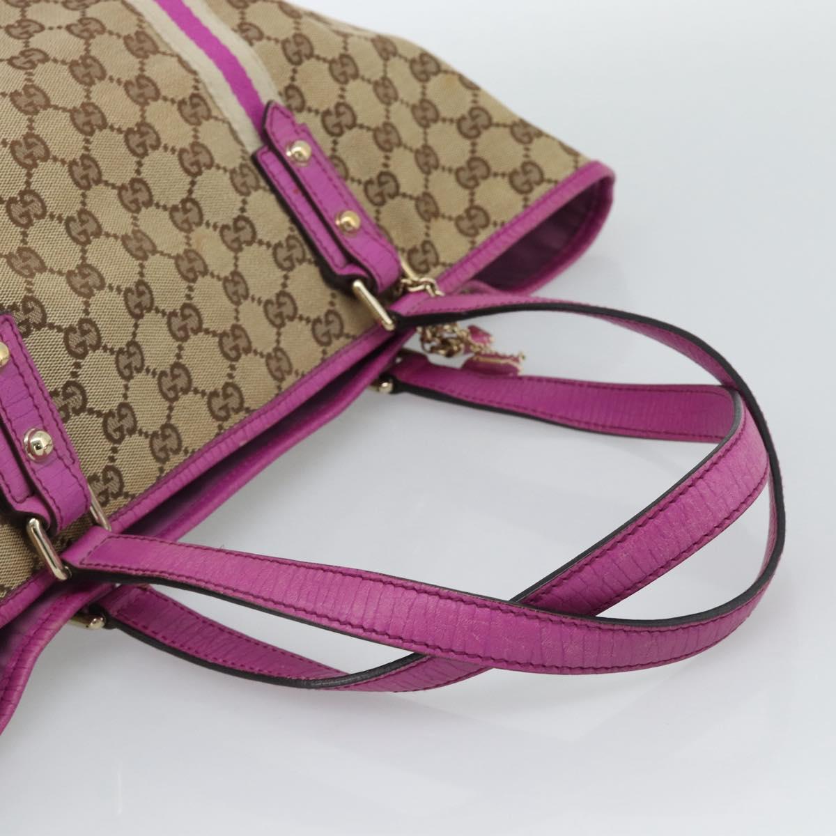 GUCCI GG Canvas Sherry Line Tote Bag Beige Gold 139260 Auth 190810