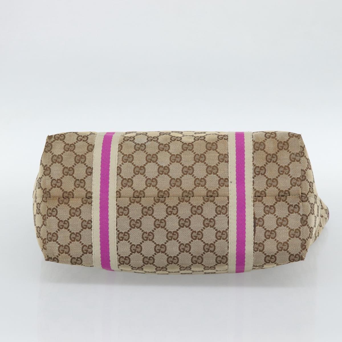 GUCCI GG Canvas Sherry Line Tote Bag Beige Gold 139260 Auth 190810