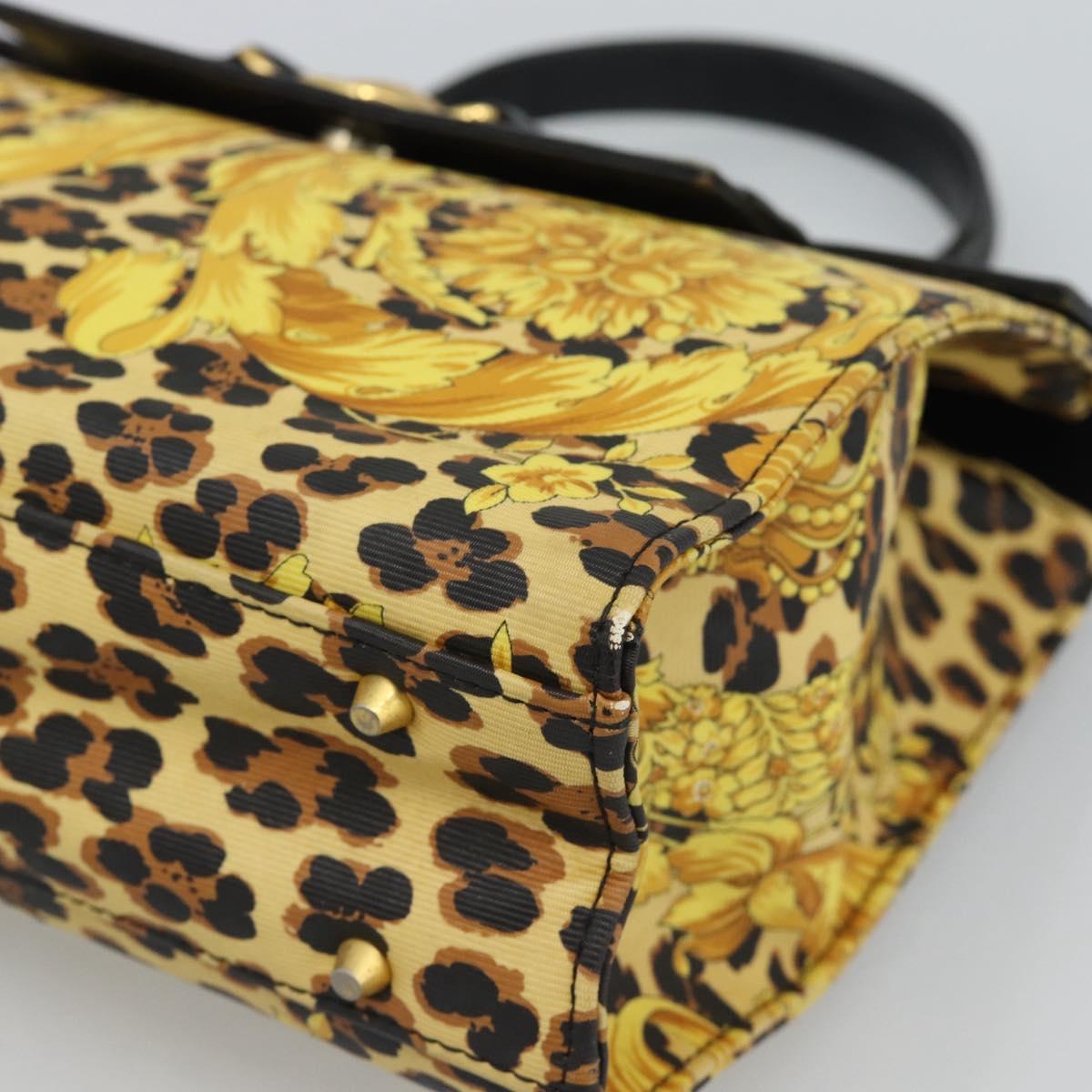 Gianni Versace Hand Bag PVC Canvas Yellow Gold Auth 190811