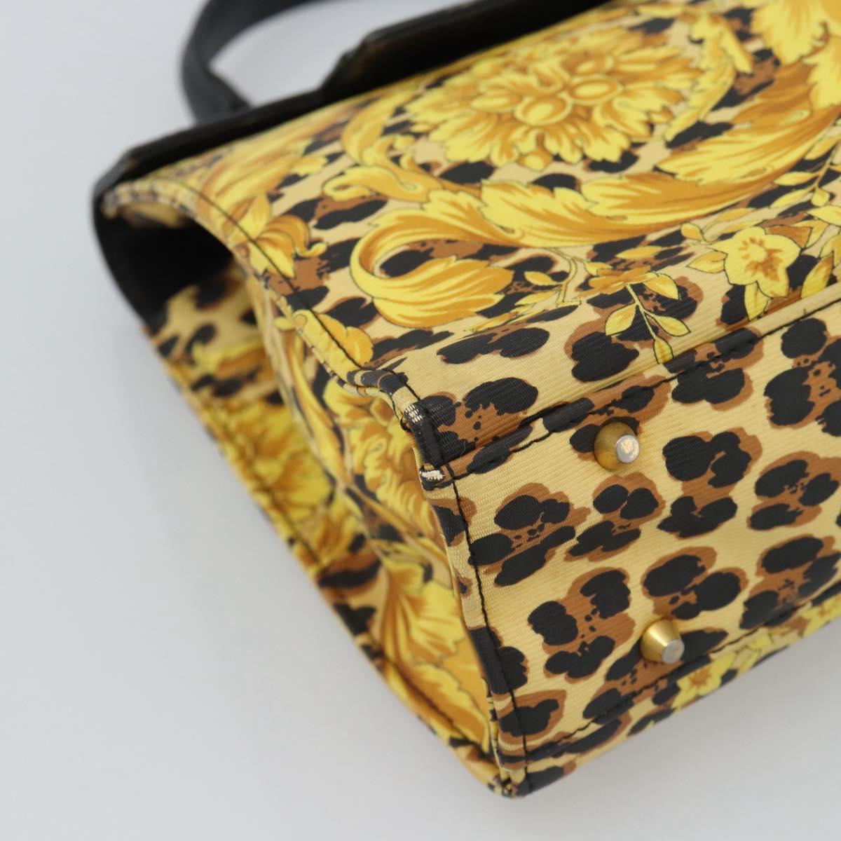 Gianni Versace Hand Bag PVC Canvas Yellow Gold Auth 190811
