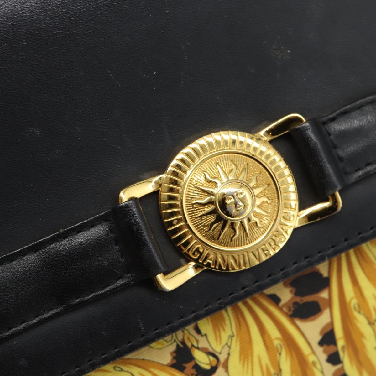 Gianni Versace Hand Bag PVC Canvas Yellow Gold Auth 190811