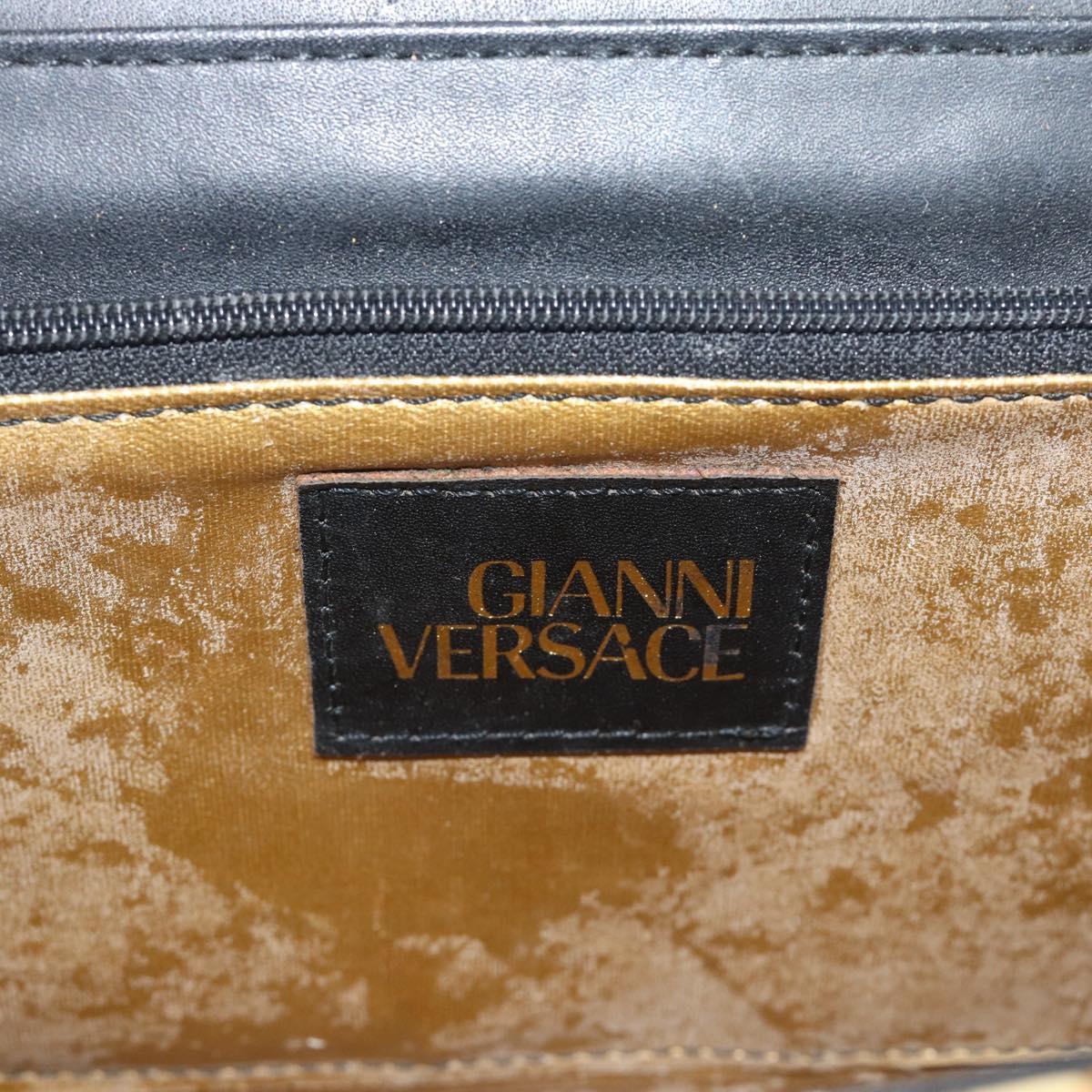 Gianni Versace Hand Bag PVC Canvas Yellow Gold Auth 190811