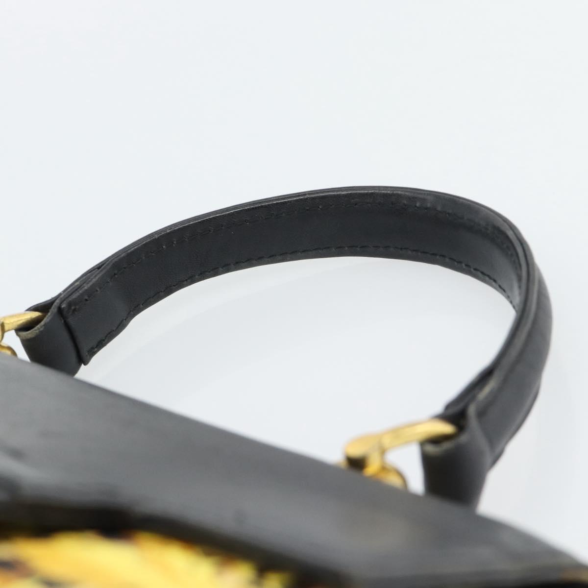 Gianni Versace Hand Bag PVC Canvas Yellow Gold Auth 190811