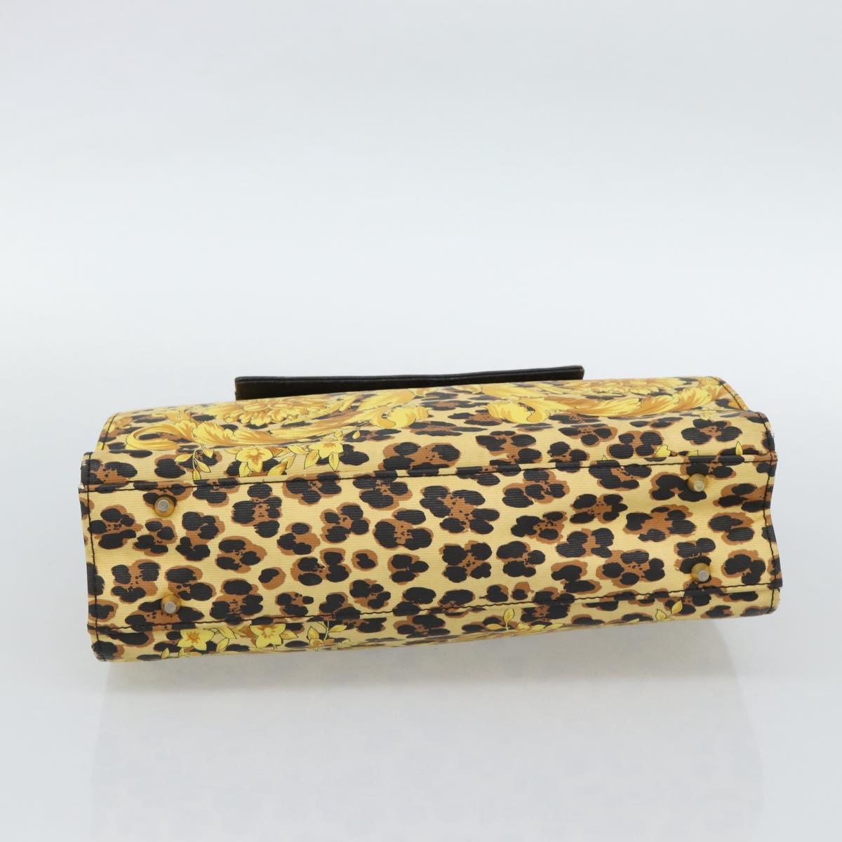 Gianni Versace Hand Bag PVC Canvas Yellow Gold Auth 190811