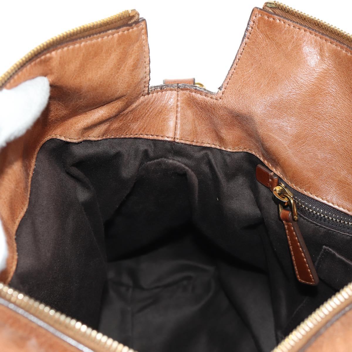 Miu Miu Hand Bag Leather 2way Brown Gold Auth 190812SAM