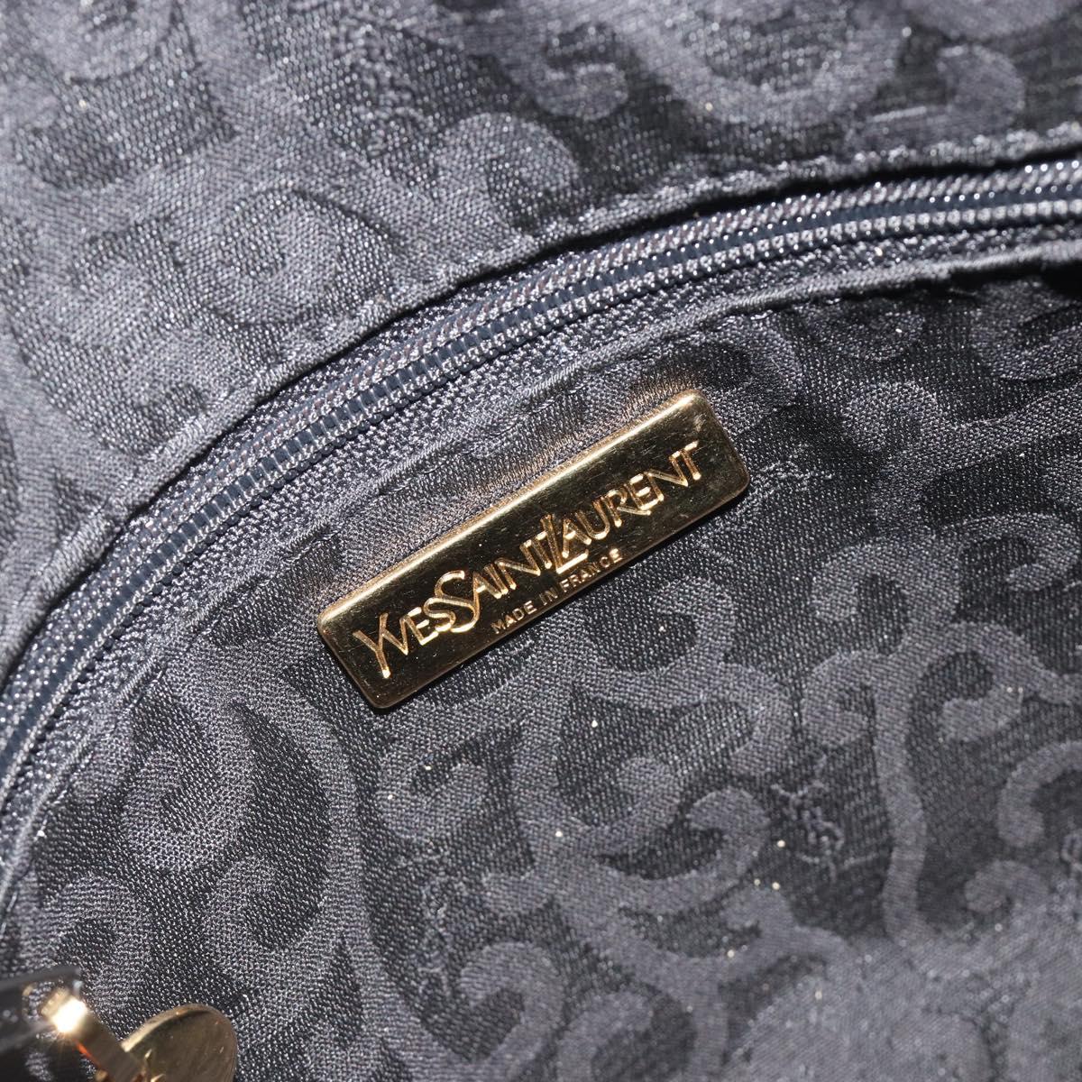 SAINT LAURENT Arabesque Pattern Shoulder Bag Leather Black Gold Auth 190813A