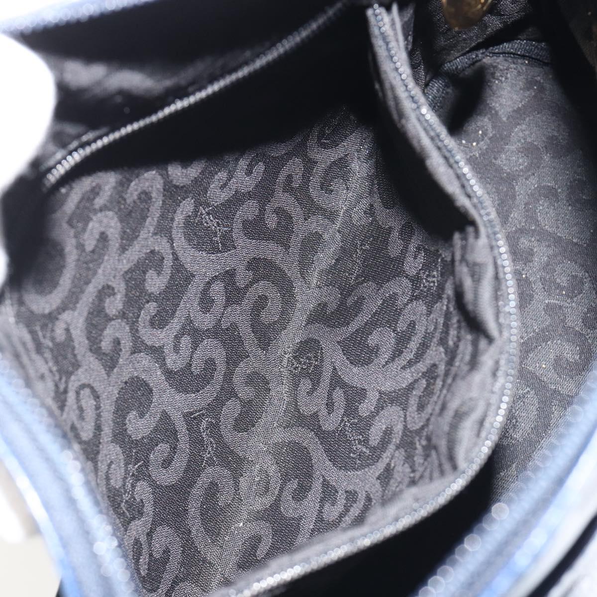 SAINT LAURENT Arabesque Pattern Shoulder Bag Leather Black Gold Auth 190813A