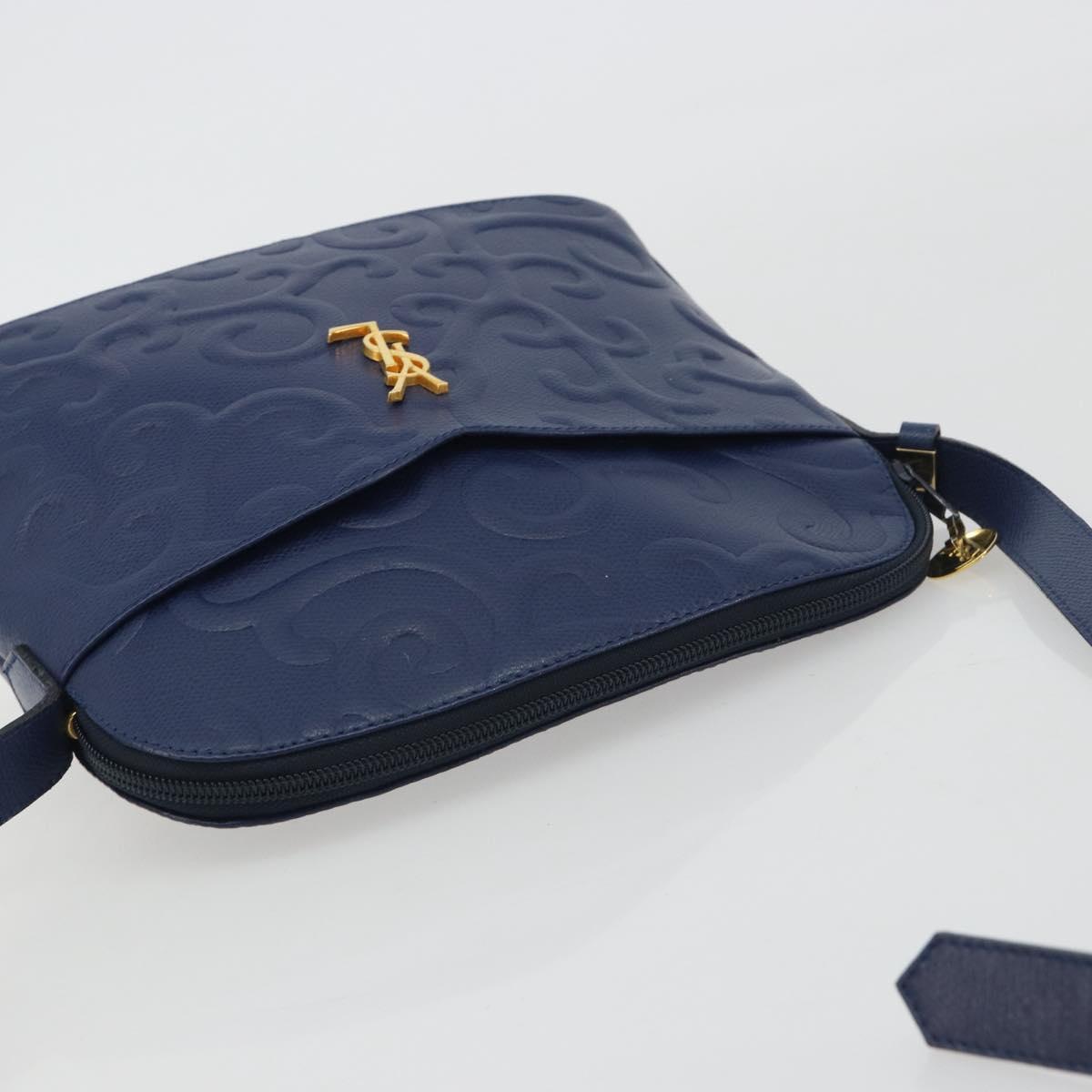 SAINT LAURENT Arabesque Pattern Shoulder Bag Leather Black Gold Auth 190813A
