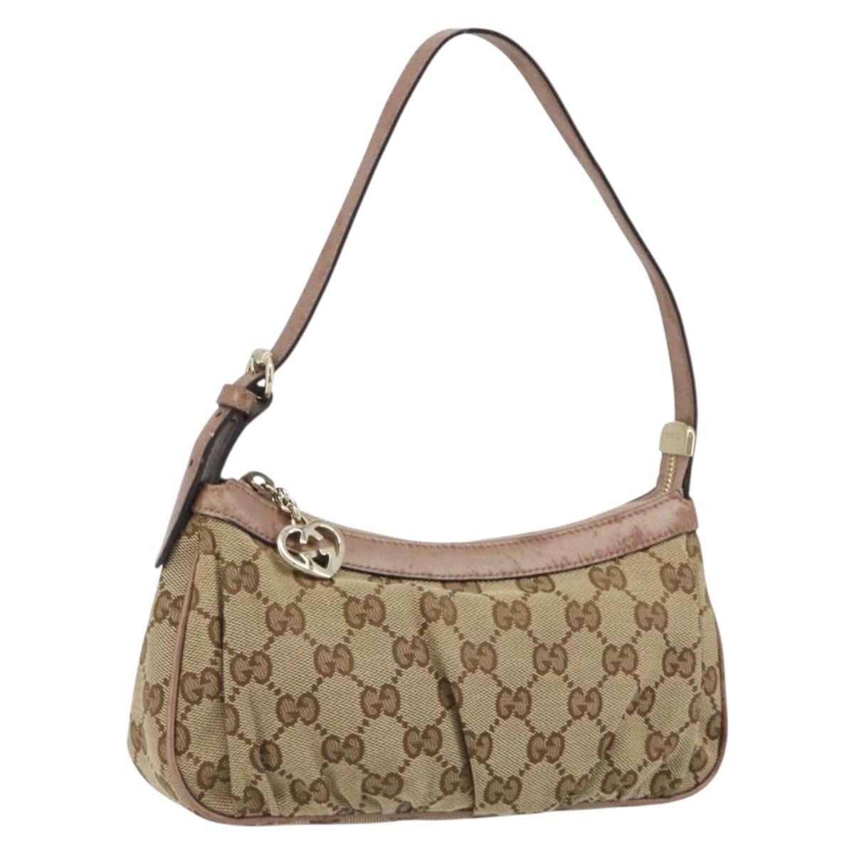 GUCCI GG Canvas Accessory Pouch Beige Gold 245938 Auth 190816