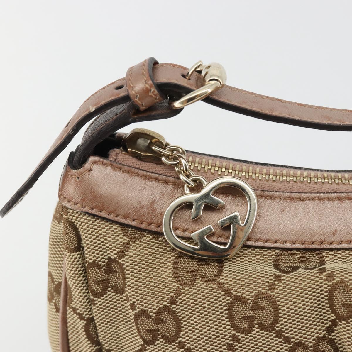 GUCCI GG Canvas Accessory Pouch Beige Gold 245938 Auth 190816