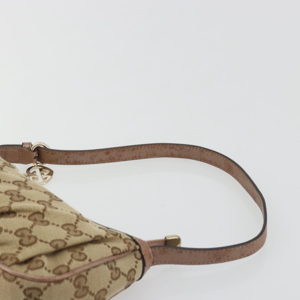 GUCCI GG Canvas Accessory Pouch Beige Gold 245938 Auth 190816