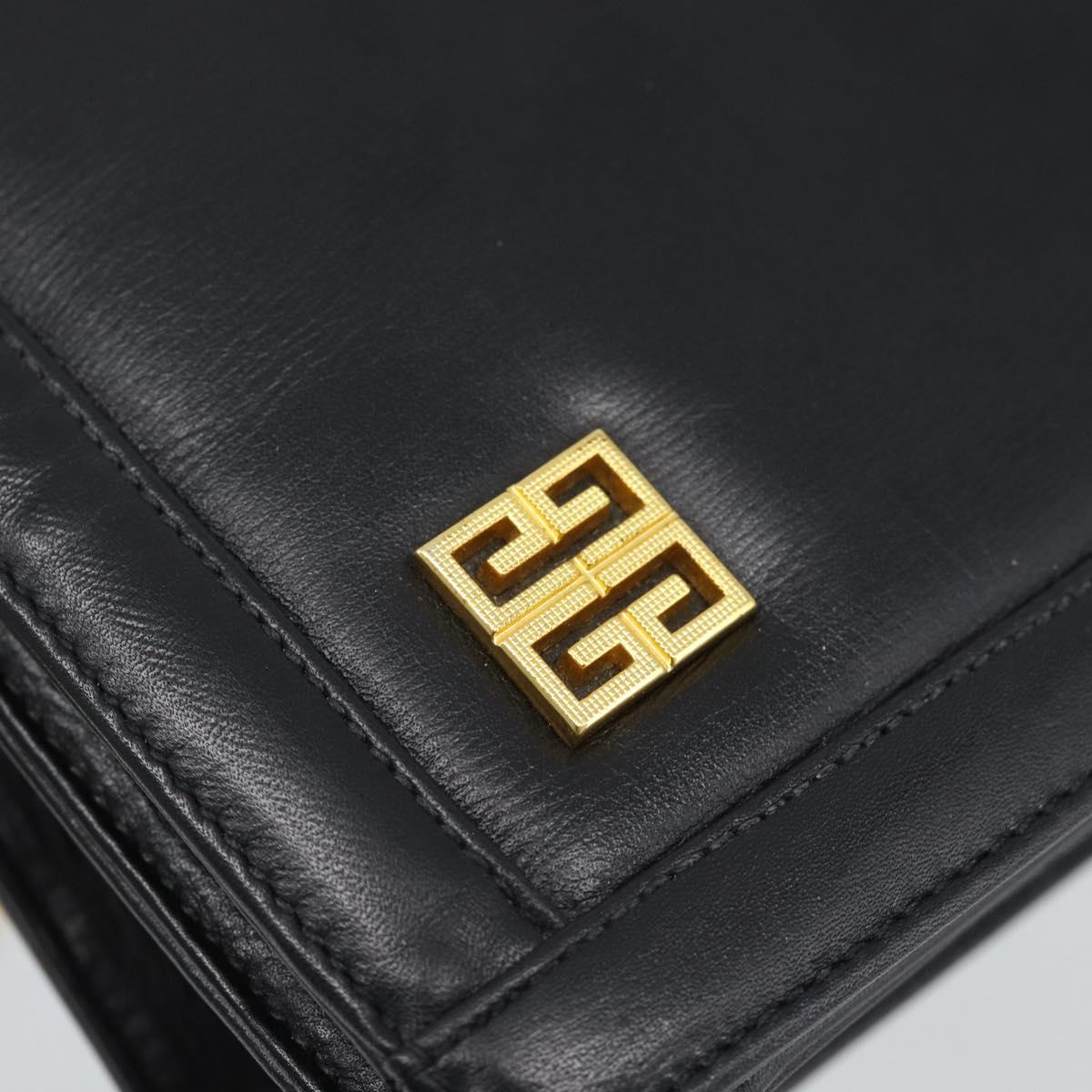 GIVENCHY Chain Shoulder Bag Leather Black Gold Auth 190822A