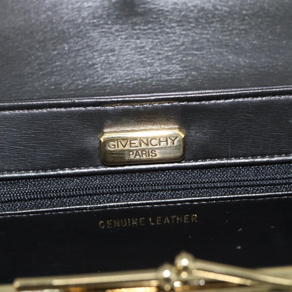 GIVENCHY Chain Shoulder Bag Leather Black Gold Auth 190822A