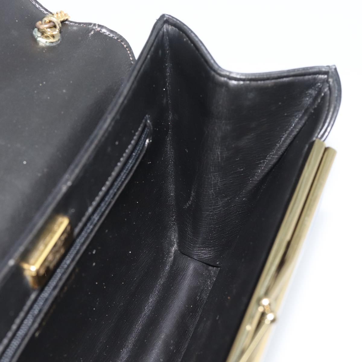 GIVENCHY Chain Shoulder Bag Leather Black Gold Auth 190822A