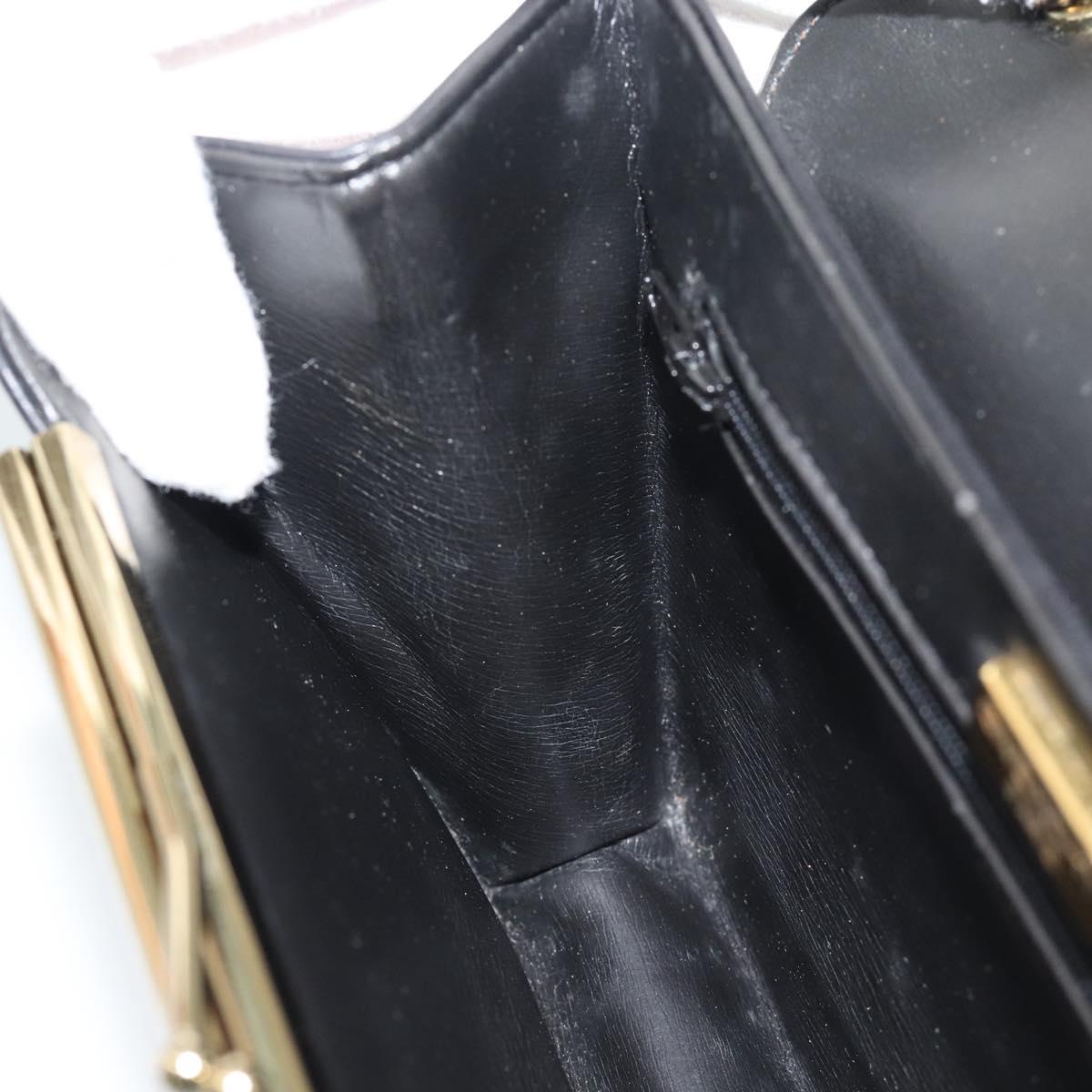 GIVENCHY Chain Shoulder Bag Leather Black Gold Auth 190822A