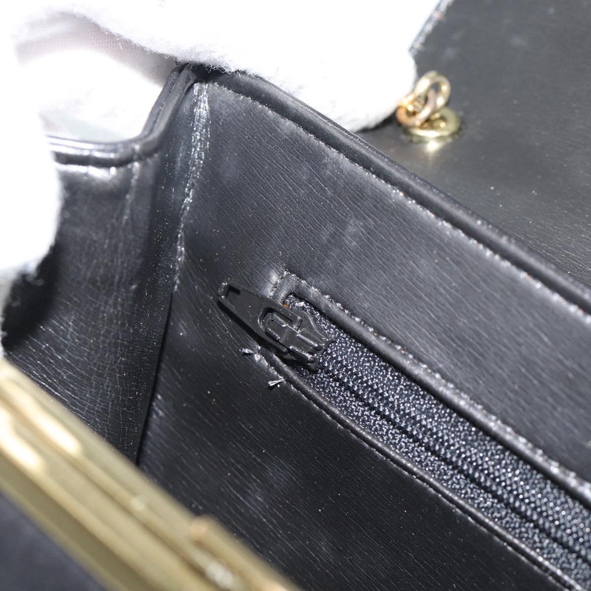 GIVENCHY Chain Shoulder Bag Leather Black Gold Auth 190822A